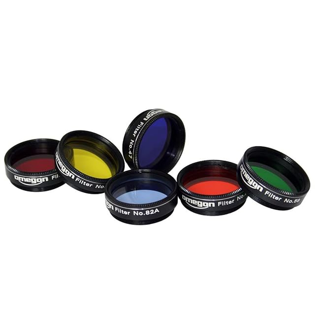 Jeu de six filtres colorés Omegon de 31,75 mm dans sa mallette