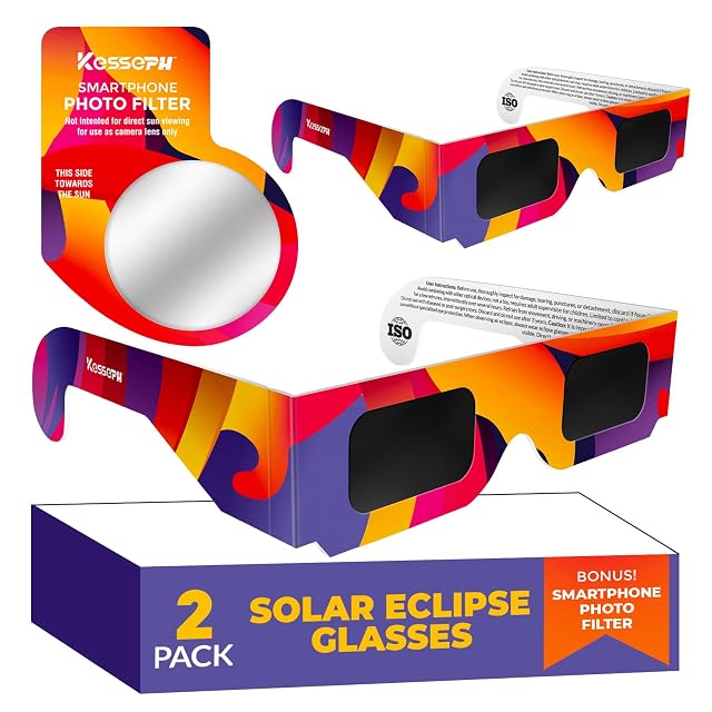 Lunettes d’éclipse Kesseph avec filtre solaire photographique pour smartphone