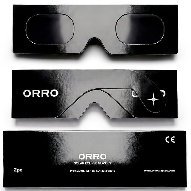Lunettes d’éclipse ORRO noires à monture de 45 mm