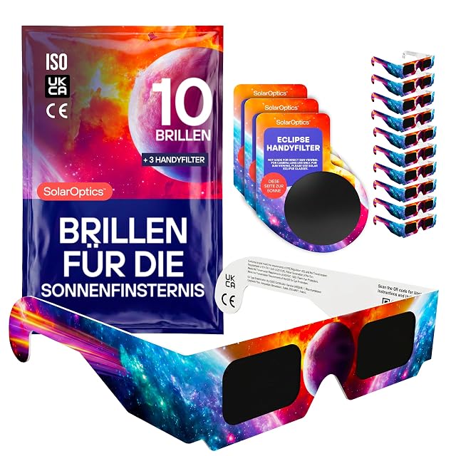 Lot de dix lunettes d’éclipse Solar Optics avec filtres pour smartphone