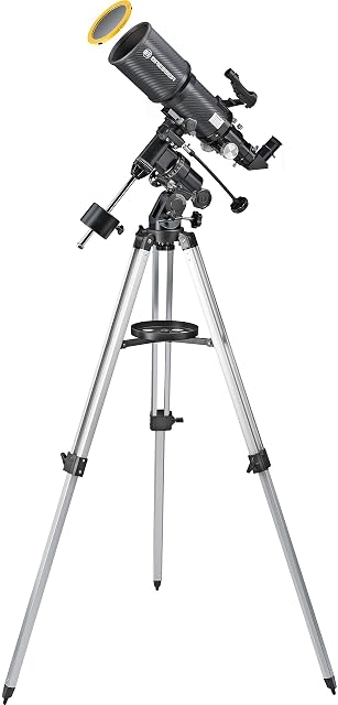 Bresser Polaris 102/460 sur sa monture EQ-3, filtre solaire de pleine ouverture en place