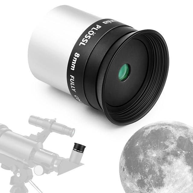 Oculaire Plössl Astromania de 8 mm à bonnette caoutchouc rabattable