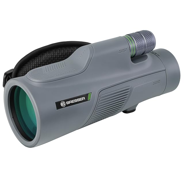 Monoculaire Bresser Wave 12×50 à revêtement caoutchouc et dragonne