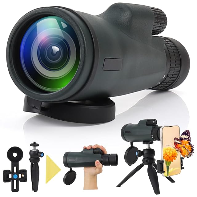 Monoculaire zoom Czemo 10-30×50 avec support pour téléphone sur son trépied métallique