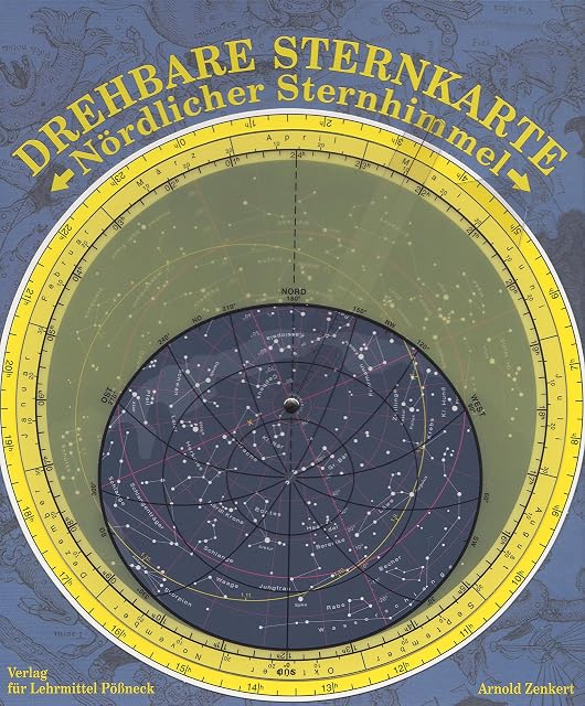 Carte du ciel tournante pour le ciel boréal avec repère des planètes
