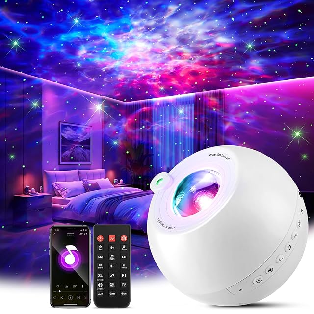 Lampe de chevet projecteur de galaxie One Fire projetant étoiles et nébuleuse
